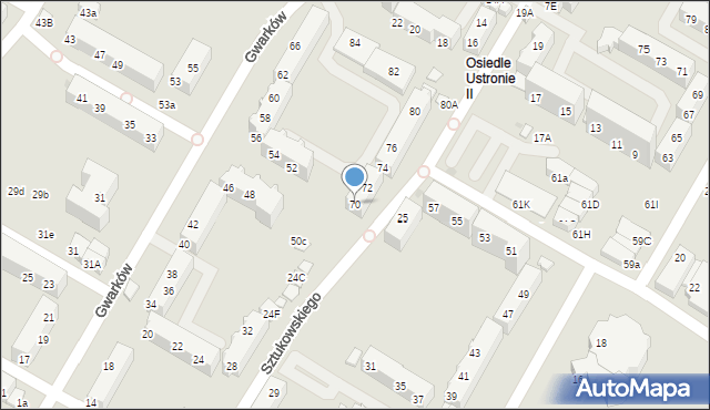 Lubin, Gwarków, 70, mapa Lubin