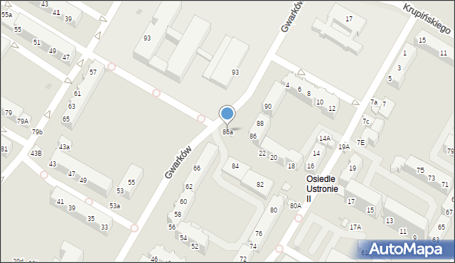 Lubin, Gwarków, 86a, mapa Lubin
