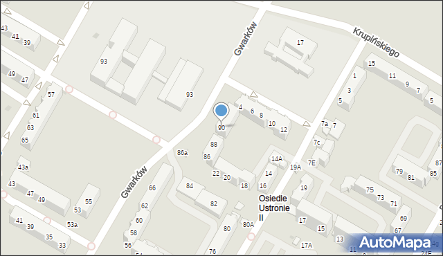 Lubin, Gwarków, 90, mapa Lubin
