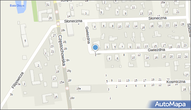 Miedźno, Gwiezdna, 2, mapa Miedźno