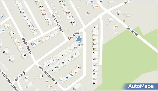 Mielec, Gwoździowskiego, ks., 1R, mapa Mielca