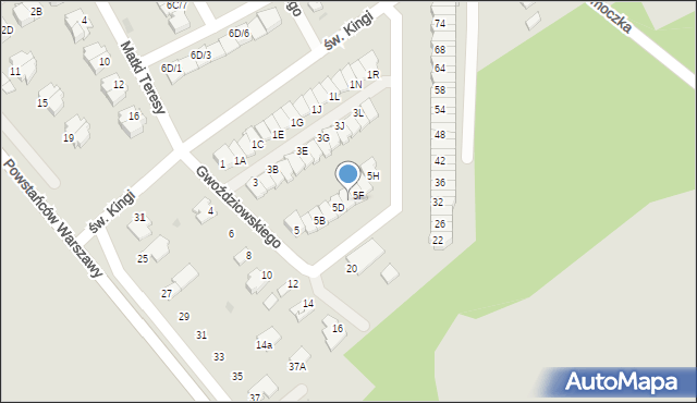 Mielec, Gwoździowskiego, ks., 5E, mapa Mielca