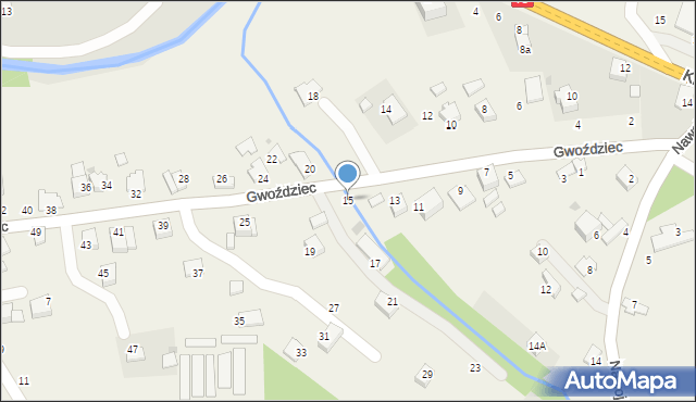 Nawojowa Góra, Gwoździec, 15, mapa Nawojowa Góra