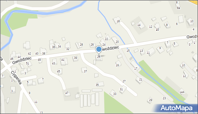 Nawojowa Góra, Gwoździec, 25, mapa Nawojowa Góra