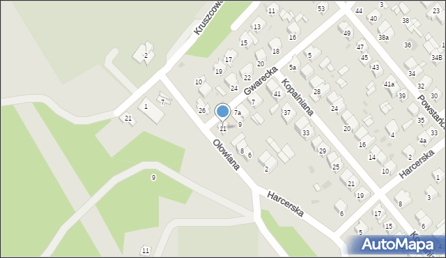 Olkusz, Gwarecka, 11, mapa Olkusz