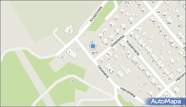 Olkusz, Gwarecka, 26, mapa Olkusz