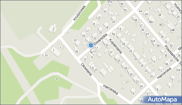 Olkusz, Gwarecka, 7a, mapa Olkusz