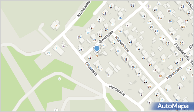 Olkusz, Gwarecka, 9, mapa Olkusz
