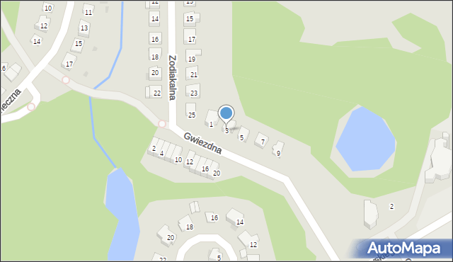 Olsztyn, Gwiezdna, 3, mapa Olsztyna