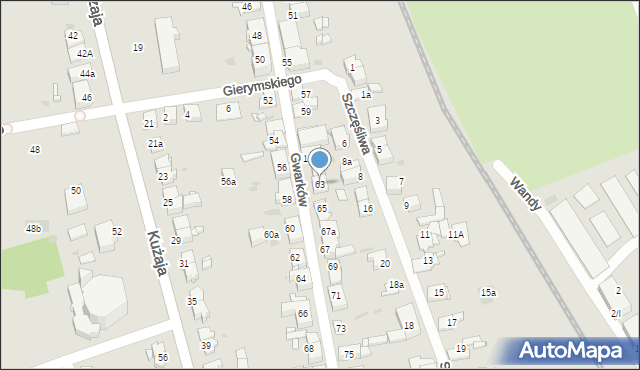 Radzionków, Gwarków, 63, mapa Radzionków
