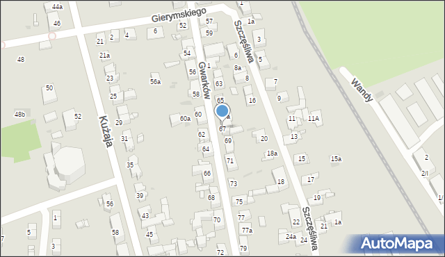Radzionków, Gwarków, 67, mapa Radzionków
