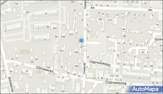 Radzyń Podlaski, Gwardii, 11, mapa Radzyń Podlaski