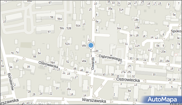 Radzyń Podlaski, Gwardii, 5, mapa Radzyń Podlaski