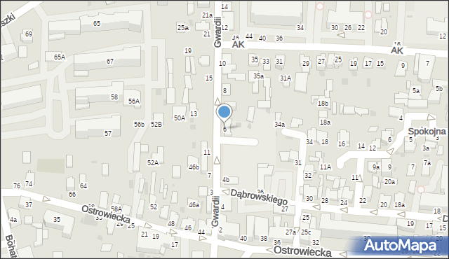 Radzyń Podlaski, Gwardii, 6, mapa Radzyń Podlaski