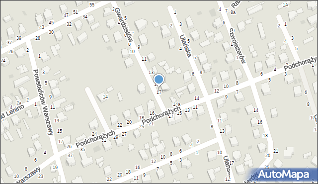Skierniewice, Gwardzistów, 17, mapa Skierniewic