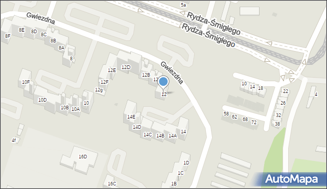 Sosnowiec, Gwiezdna, 12, mapa Sosnowca