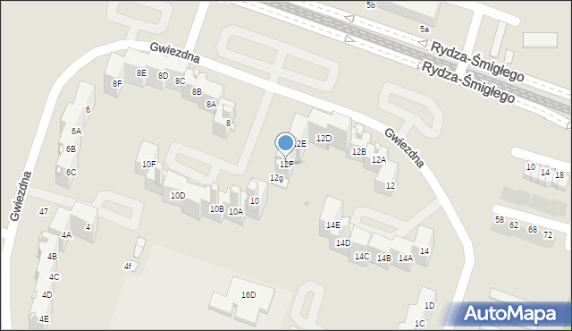 Sosnowiec, Gwiezdna, 12F, mapa Sosnowca
