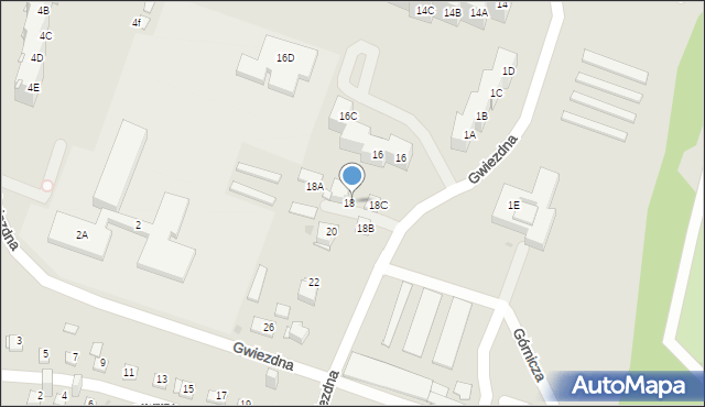 Sosnowiec, Gwiezdna, 18, mapa Sosnowca