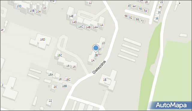 Sosnowiec, Gwiezdna, 1B, mapa Sosnowca