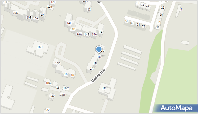 Sosnowiec, Gwiezdna, 1C, mapa Sosnowca