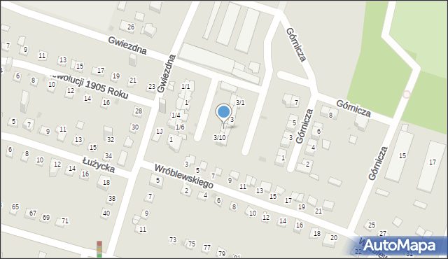Sosnowiec, Gwiezdna, 3/9, mapa Sosnowca