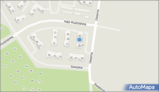 Szczecin, Gwarna, 64, mapa Szczecina