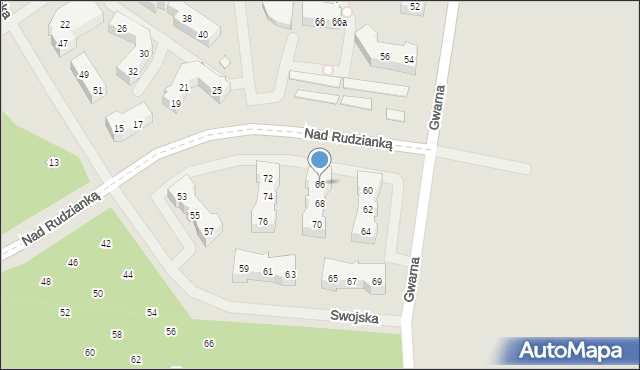 Szczecin, Gwarna, 66, mapa Szczecina