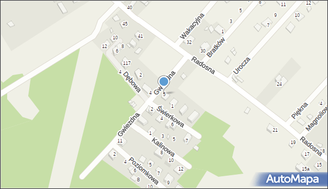 Tuliszów, Gwiezdna, 5, mapa Tuliszów