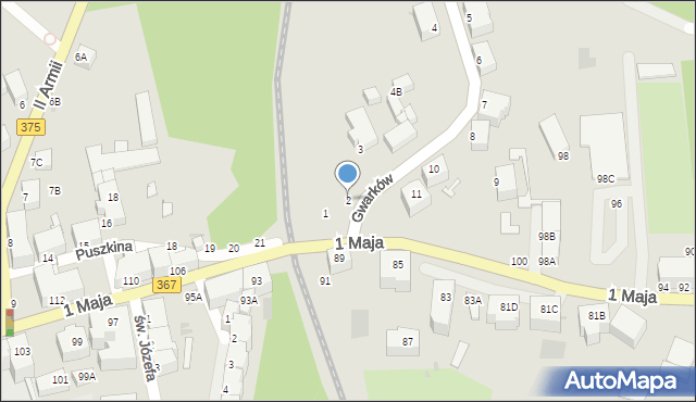 Wałbrzych, Gwarków, 2, mapa Wałbrzycha