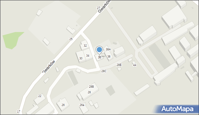 Wałbrzych, Gwarków, 36, mapa Wałbrzycha