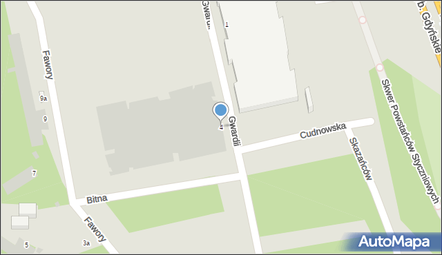 Warszawa, Gwardii, 4, mapa Warszawy