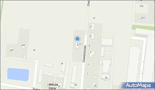 Wilcza Góra, Gwiaździsta, 1, mapa Wilcza Góra