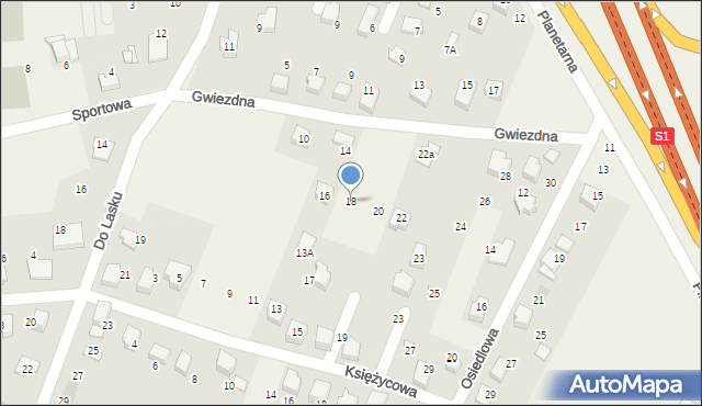 Wilkowice, Gwiezdna, 18, mapa Wilkowice