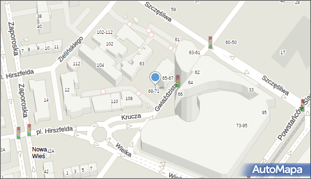 Wrocław, Gwiaździsta, 71-69, mapa Wrocławia