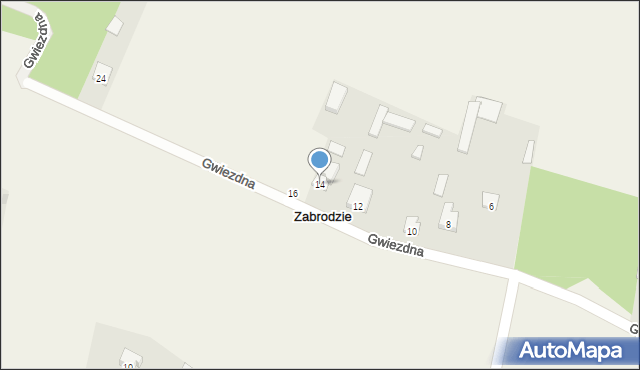 Zabrodzie, Gwiezdna, 14, mapa Zabrodzie