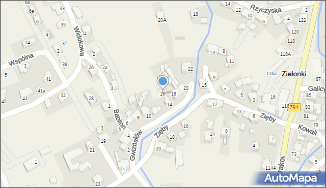 Zielonki, Gwizdałów Józefa i Agaty, 16, mapa Zielonki