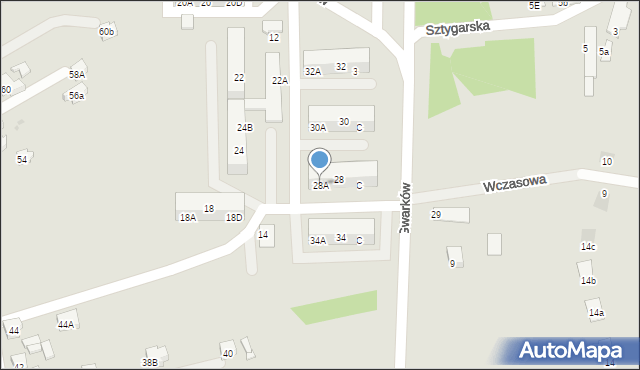 Żory, Gwarków, 28A, mapa Żor