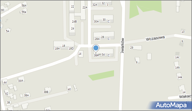 Żory, Gwarków, 34A, mapa Żor