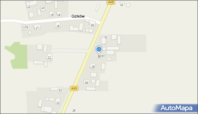 Gzików, Gzików, 30, mapa Gzików