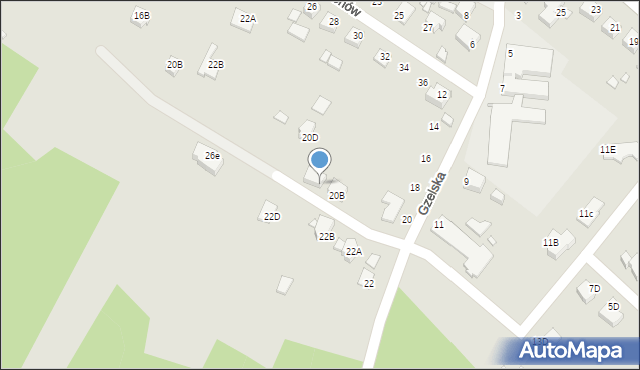 Rybnik, Gzelska, 20C, mapa Rybnika