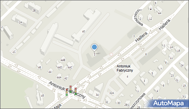 Białystok, Hallera Józefa, gen., 1, mapa Białegostoku