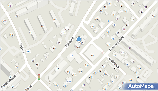 Białystok, Hallera Józefa, gen., 14B, mapa Białegostoku