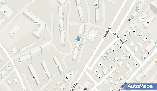 Białystok, Hallera Józefa, gen., 19, mapa Białegostoku