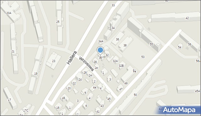 Białystok, Hallera Józefa, gen., 30, mapa Białegostoku