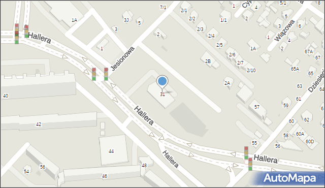 Białystok, Hallera Józefa, gen., 31, mapa Białegostoku