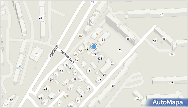 Białystok, Hallera Józefa, gen., 32A, mapa Białegostoku