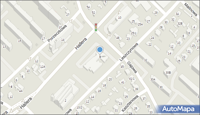 Białystok, Hallera Józefa, gen., 8, mapa Białegostoku