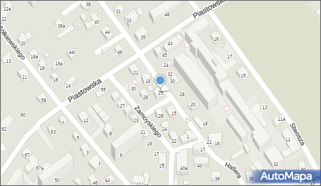 Bielsko-Biała, Hallera Józefa, gen., 25, mapa Bielsko-Białej