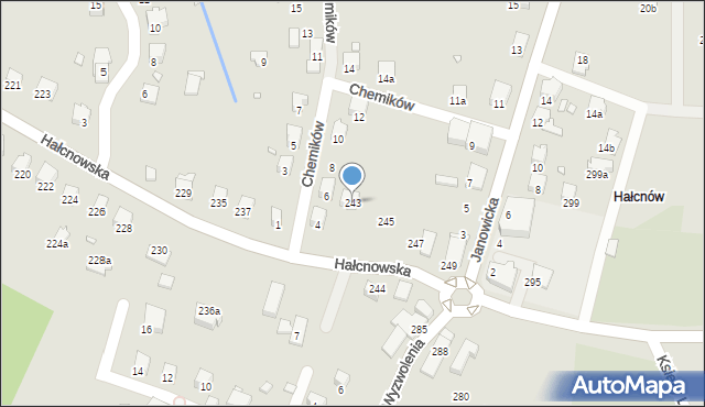 Bielsko-Biała, Hałcnowska, 243, mapa Bielsko-Białej