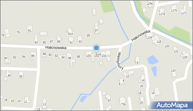 Bielsko-Biała, Hałcnowska, 102, mapa Bielsko-Białej